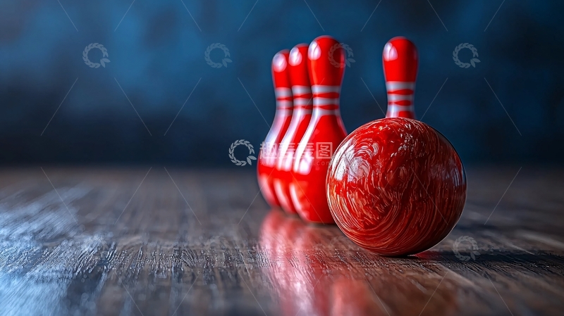高清大图下载【趣麦麦图】红色保龄球瓶与球