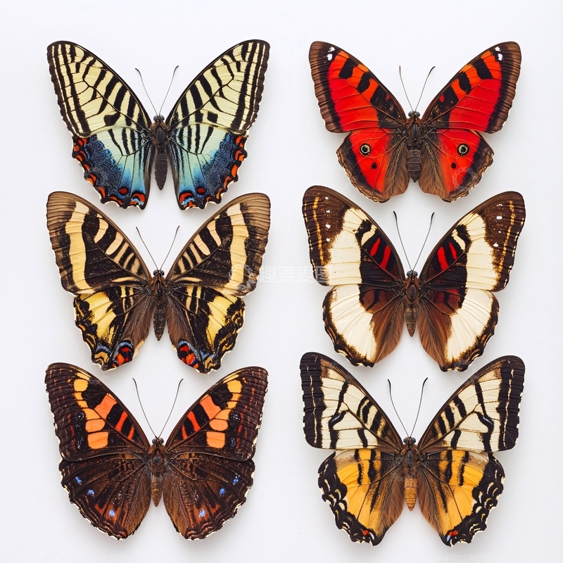 高清大图下载【趣麦麦图】六种蝴蝶标本特写