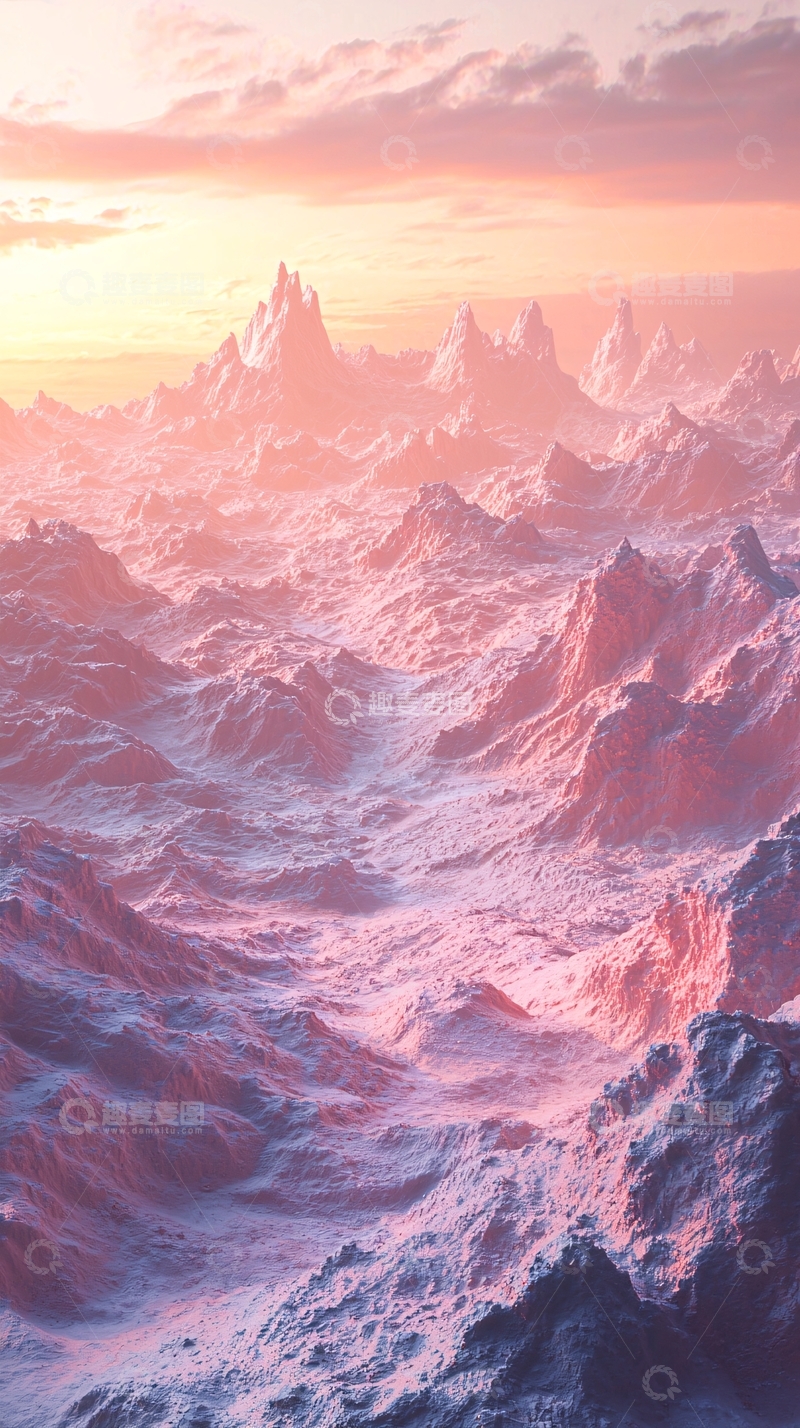 高清大图下载【趣麦麦图】粉色雪山日落