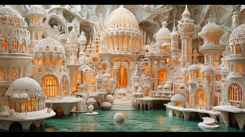 高清大图下载【趣麦麦图】奶油色梦幻城市