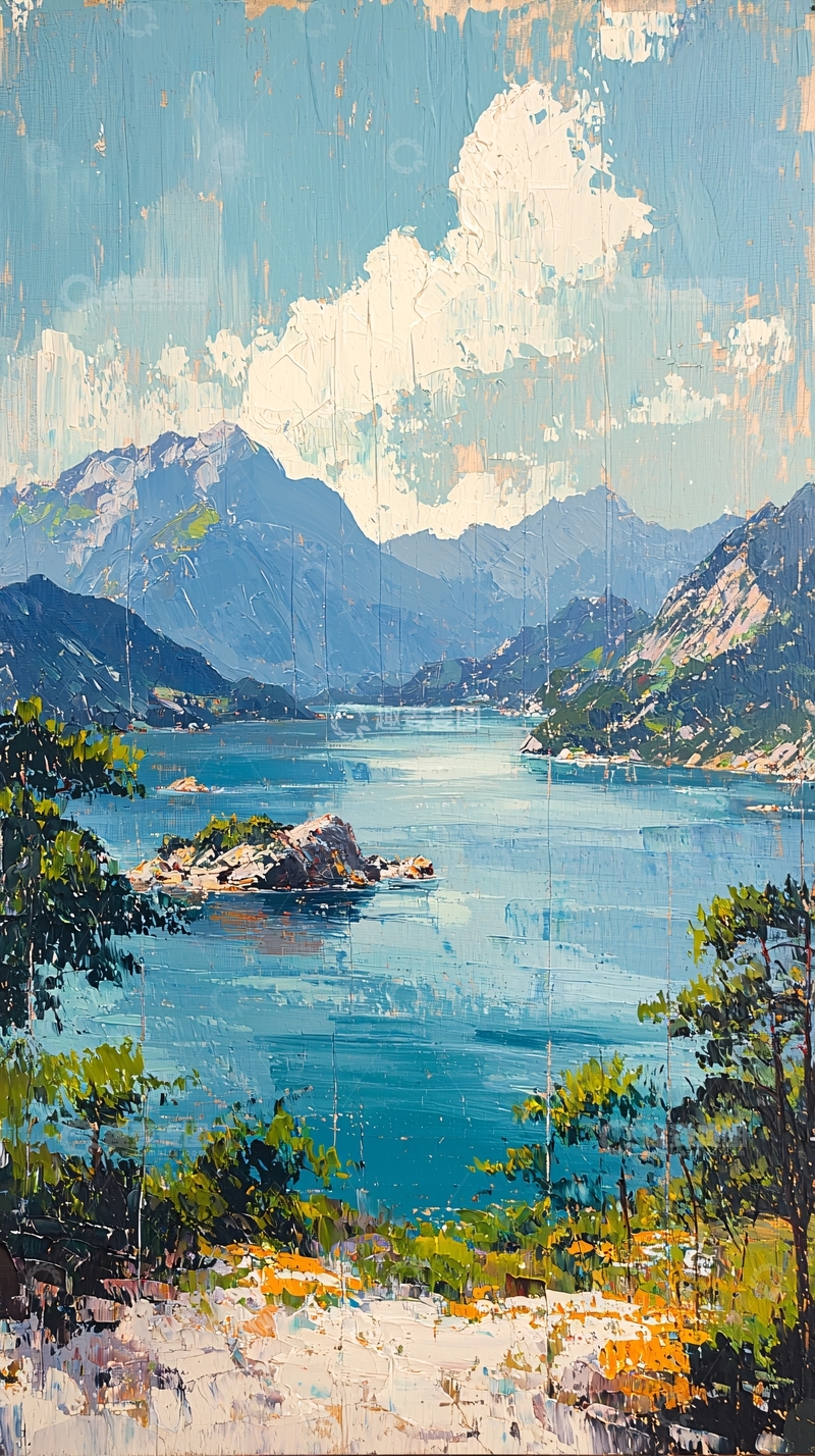 高清大图下载【趣麦麦图】山峦叠嶂湖光山色