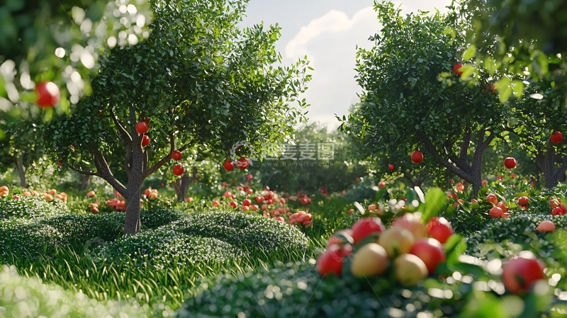 高清大图下载【趣麦麦图】阳光下的苹果园