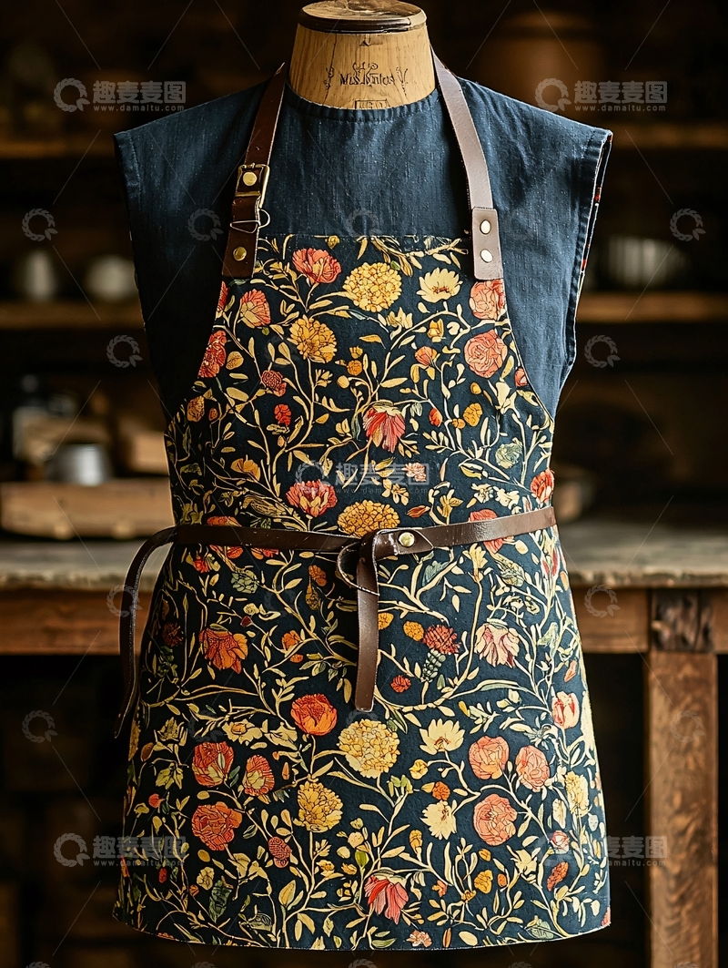 高清大图下载【趣麦麦图】花卉图案围裙
