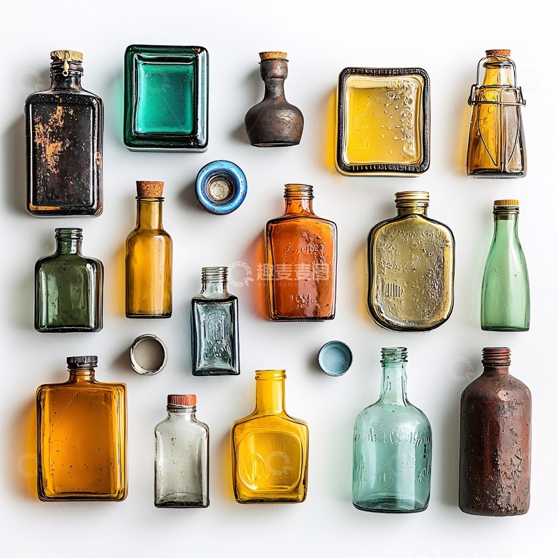 高清大图下载【趣麦麦图】古董玻璃瓶摆设