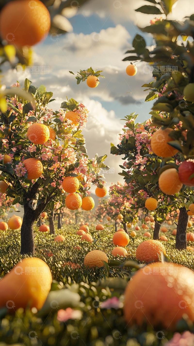 高清大图下载【趣麦麦图】橙子树林