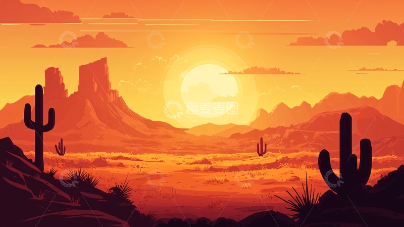 高清大图下载【趣麦麦图】沙漠日落