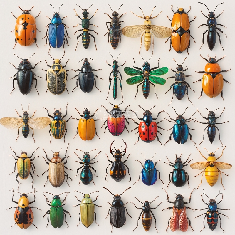 高清大图下载【趣麦麦图】彩色昆虫标本