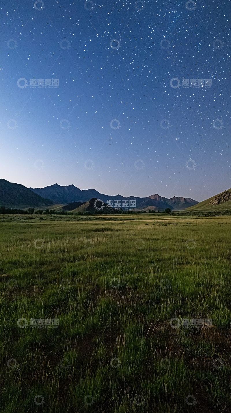 高清大图下载【趣麦麦图】星空下的草原