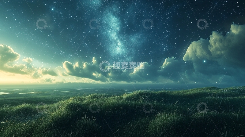 高清大图下载【趣麦麦图】星空草原
