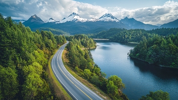 公路河水雪山森林