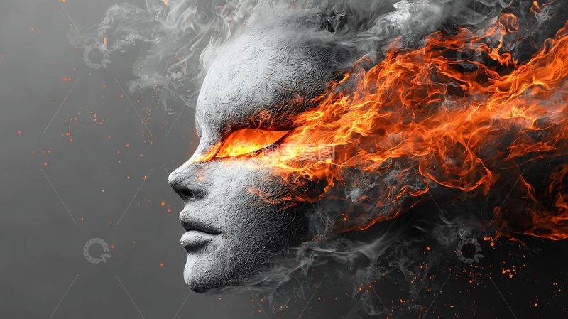 高清大图下载【趣麦麦图】火焰女子侧脸