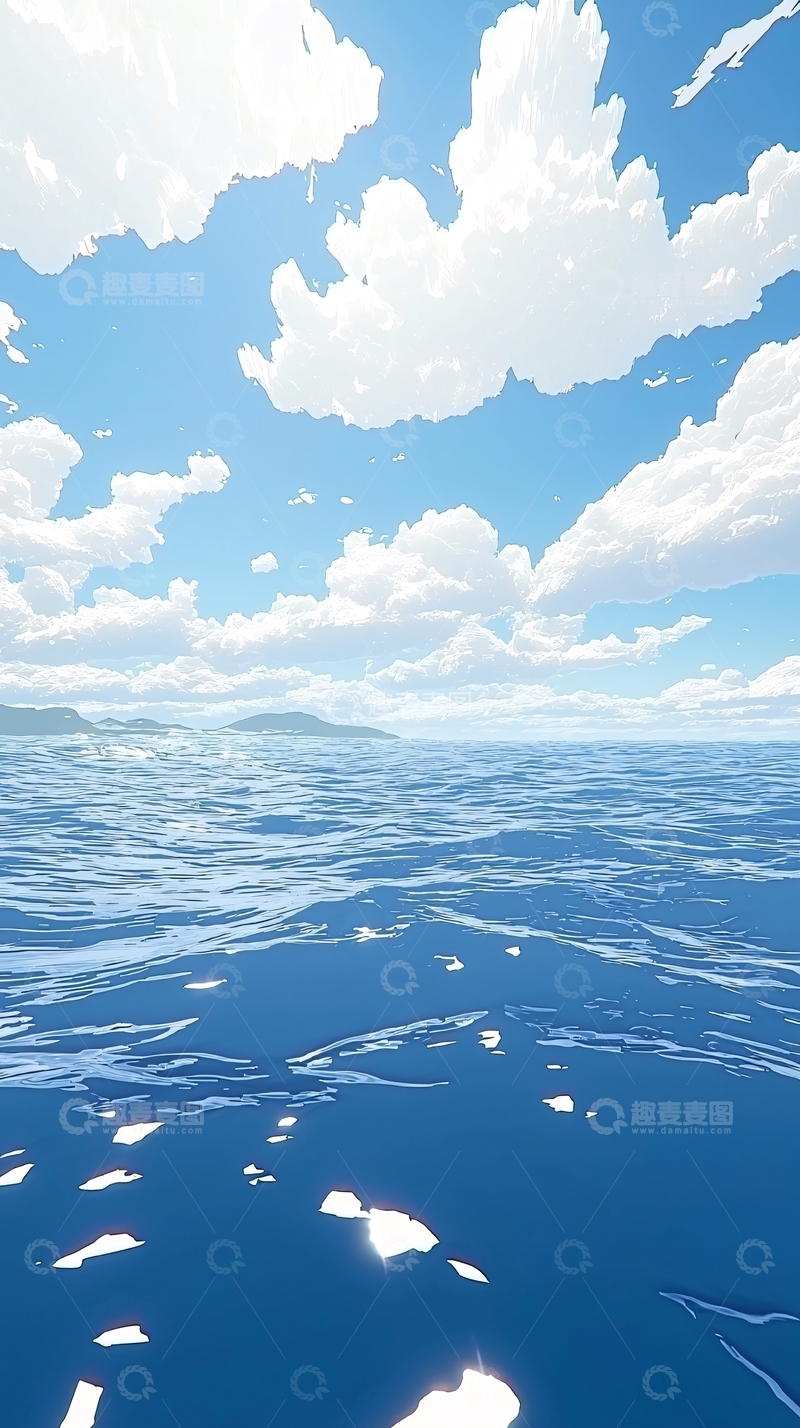 高清大图下载【趣麦麦图】阳光明媚的海天一色