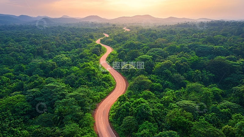 高清大图下载【趣麦麦图】蜿蜒道路穿过茂密森林