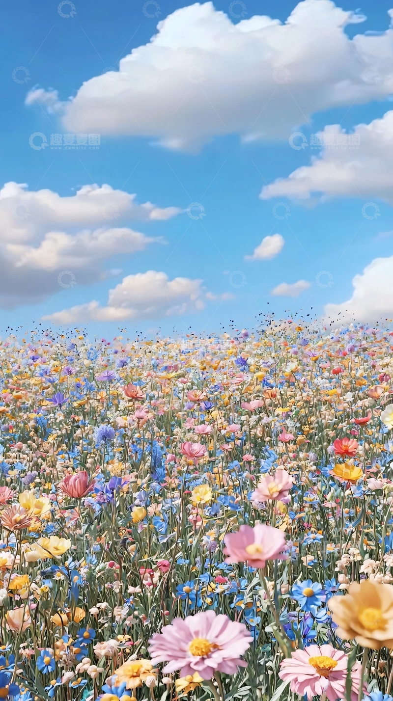 高清大图下载【趣麦麦图】彩色野花田