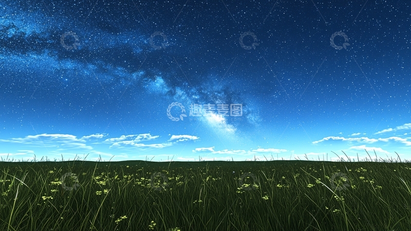 高清大图下载【趣麦麦图】星空下的草原