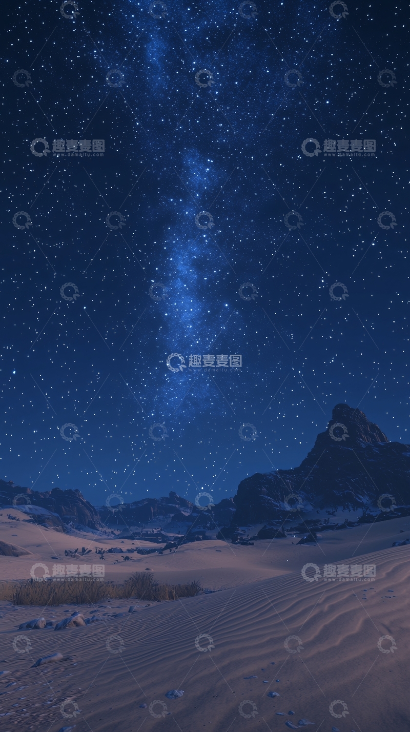 高清大图下载【趣麦麦图】沙漠星空