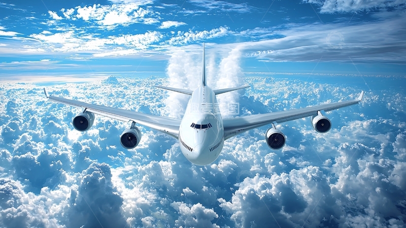 高清大图下载【趣麦麦图】飞机穿梭云层之巅