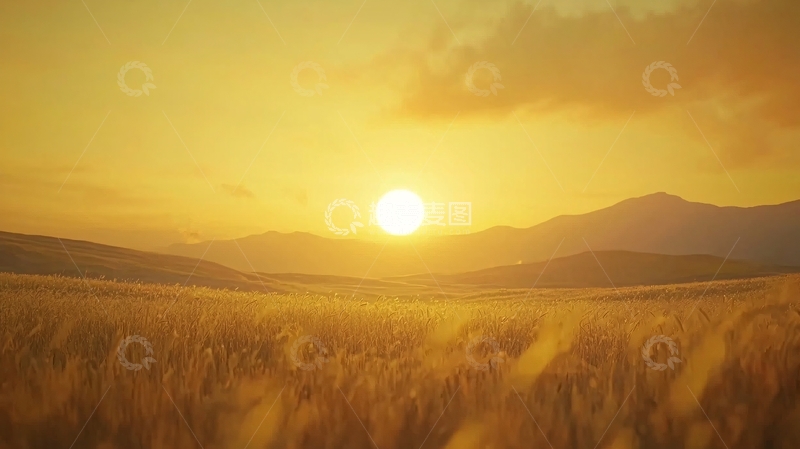 高清大图下载【趣麦麦图】金色麦田夕阳10