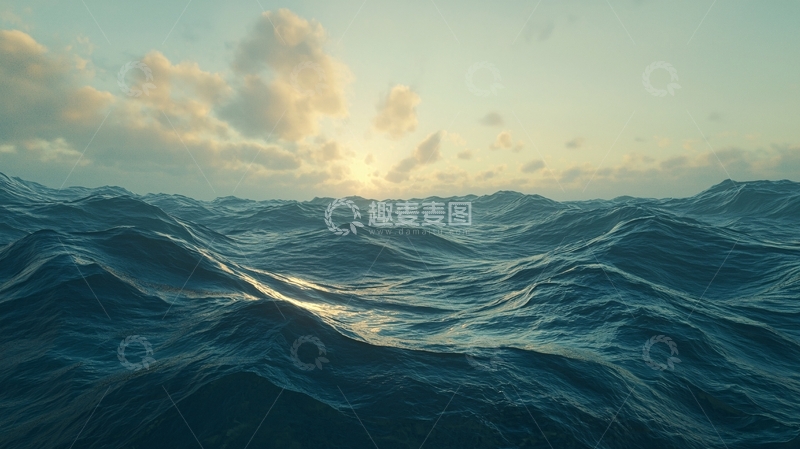 高清大图下载【趣麦麦图】海浪日落高清图片