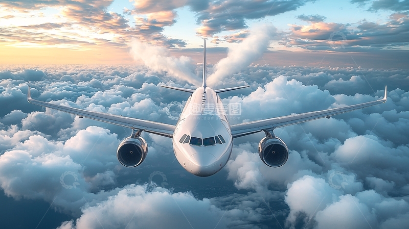 高清大图下载【趣麦麦图】-飞机云层之上
