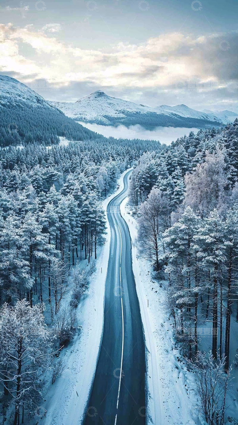高清大图下载【趣麦麦图】雪景公路