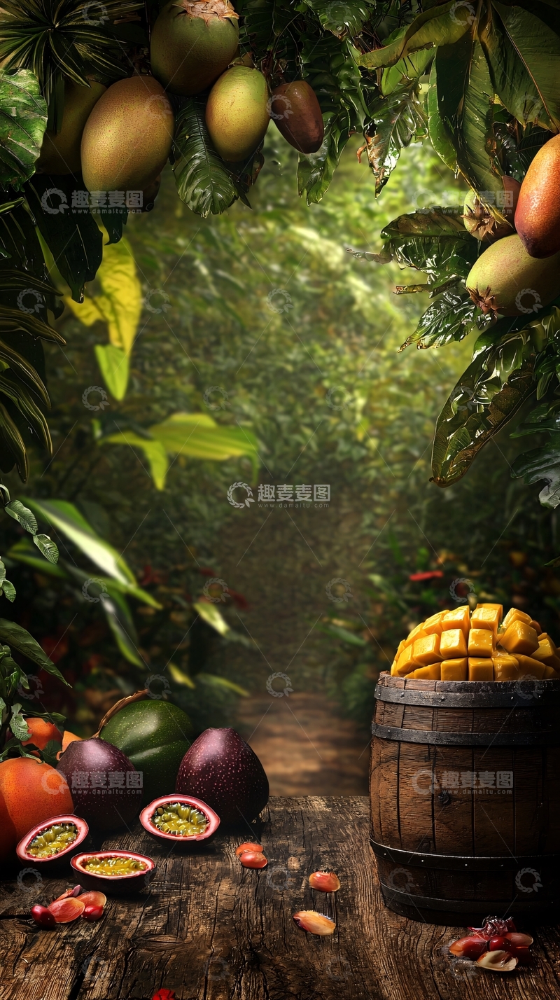 高清大图下载【趣麦麦图】热带水果丰收的景象