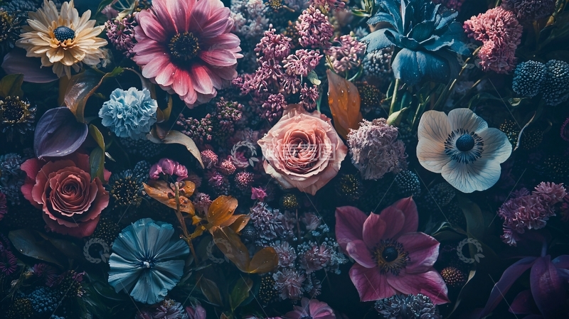 高清大图下载【趣麦麦图】暗色调花卉素材