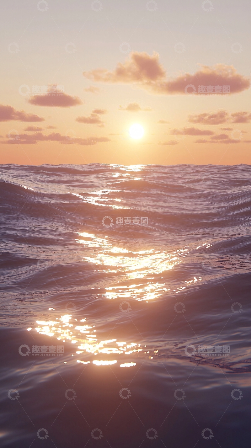 高清大图下载【趣麦麦图】海面日落