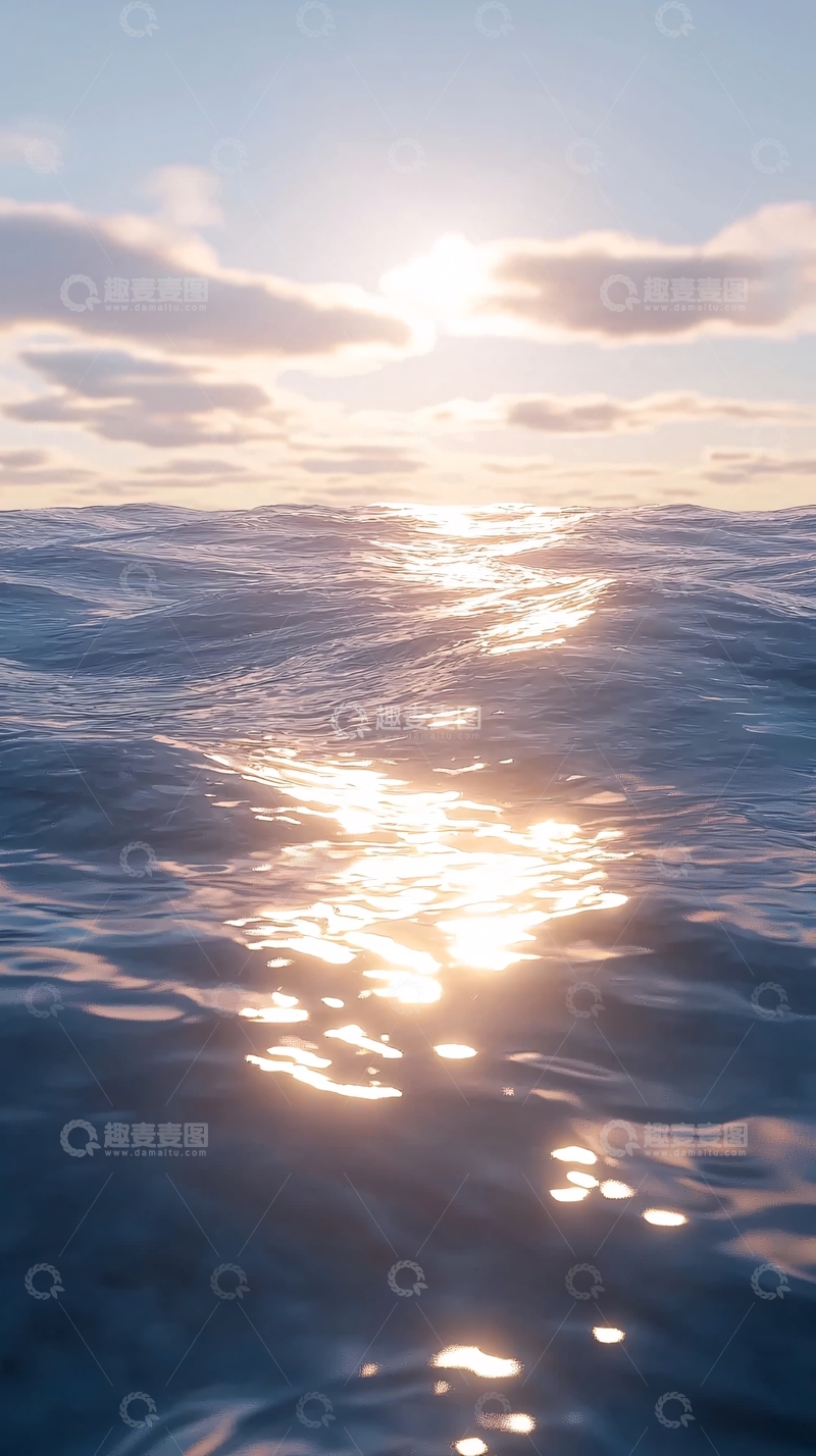 高清大图下载【趣麦麦图】海面日落