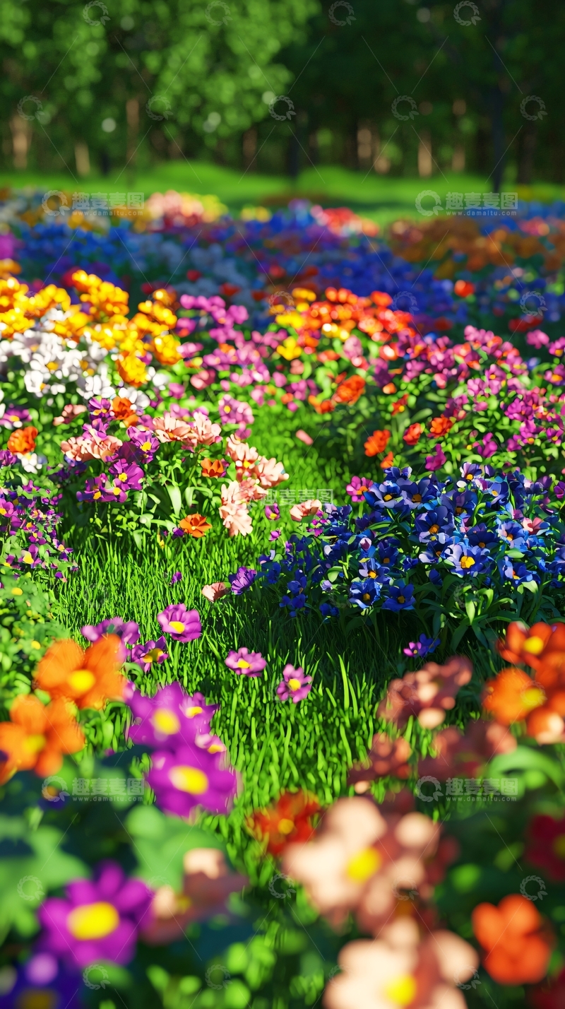 高清大图下载【趣麦麦图】色彩斑斓的野花田