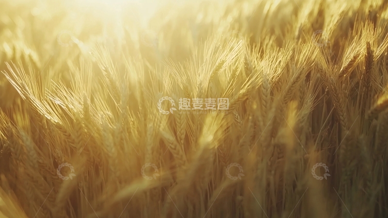 高清大图下载【趣麦麦图】金色麦田夕阳景色