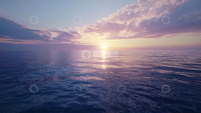 高清大图下载【趣麦麦图】平静大海日落景色