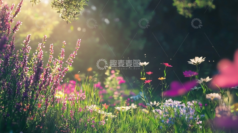 高清大图下载【趣麦麦图】阳光下的野花田