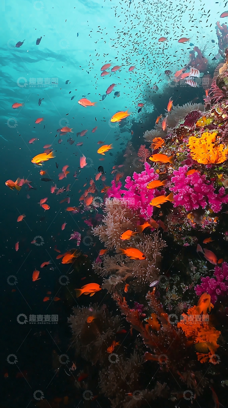 高清大图下载【趣麦麦图】珊瑚礁鱼群