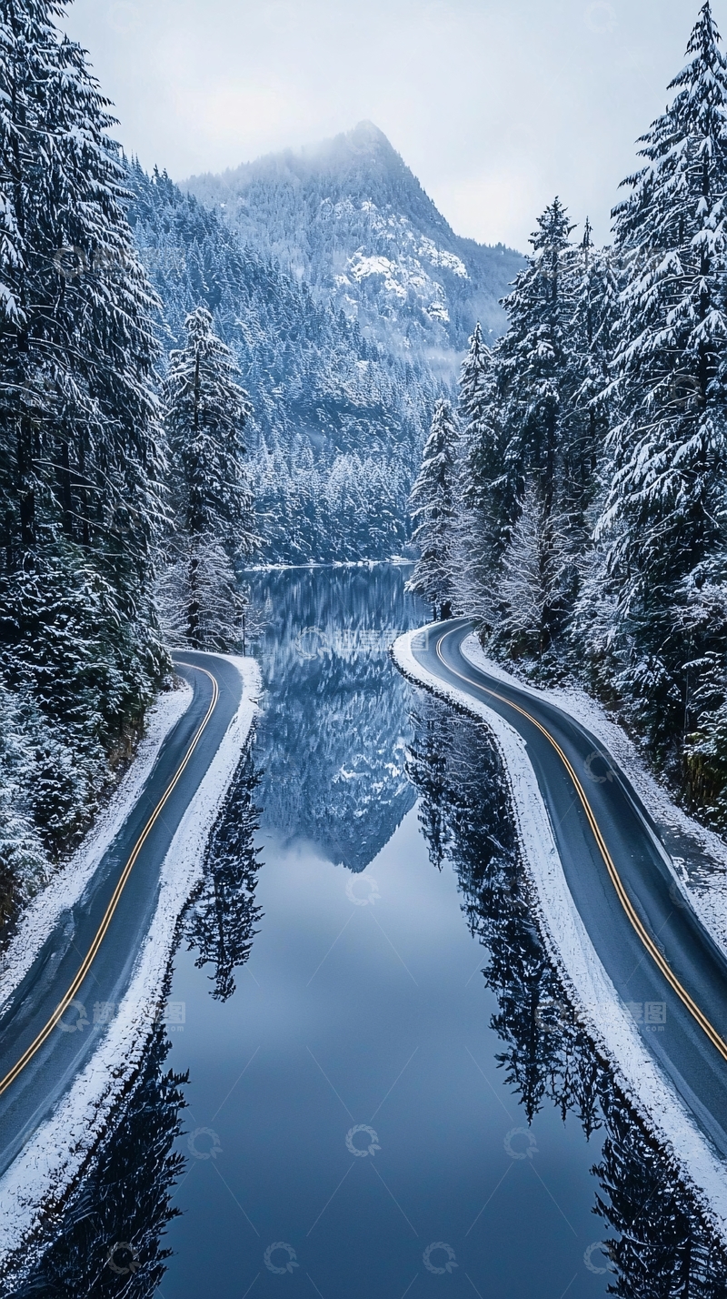 高清大图下载【趣麦麦图】雪山公路