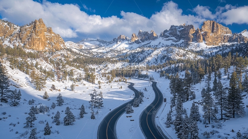 高清大图下载【趣麦麦图】雪山公路蜿蜒