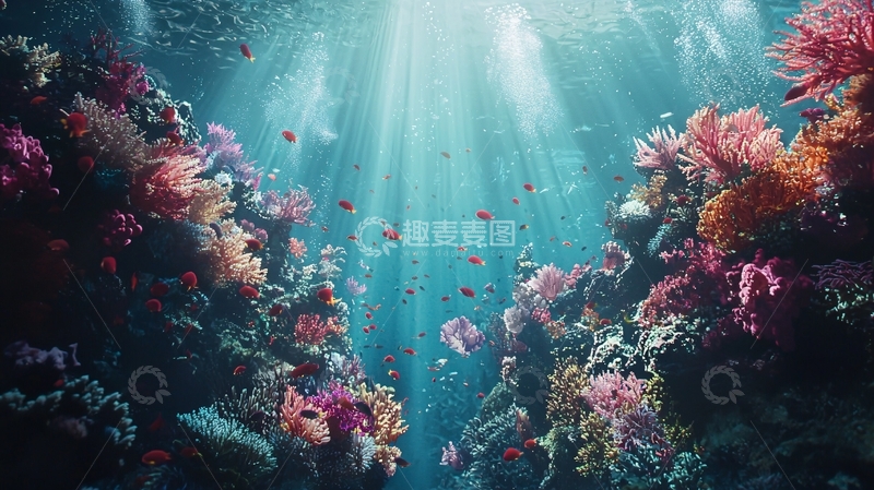 高清大图下载【趣麦麦图】阳光照射下的珊瑚礁