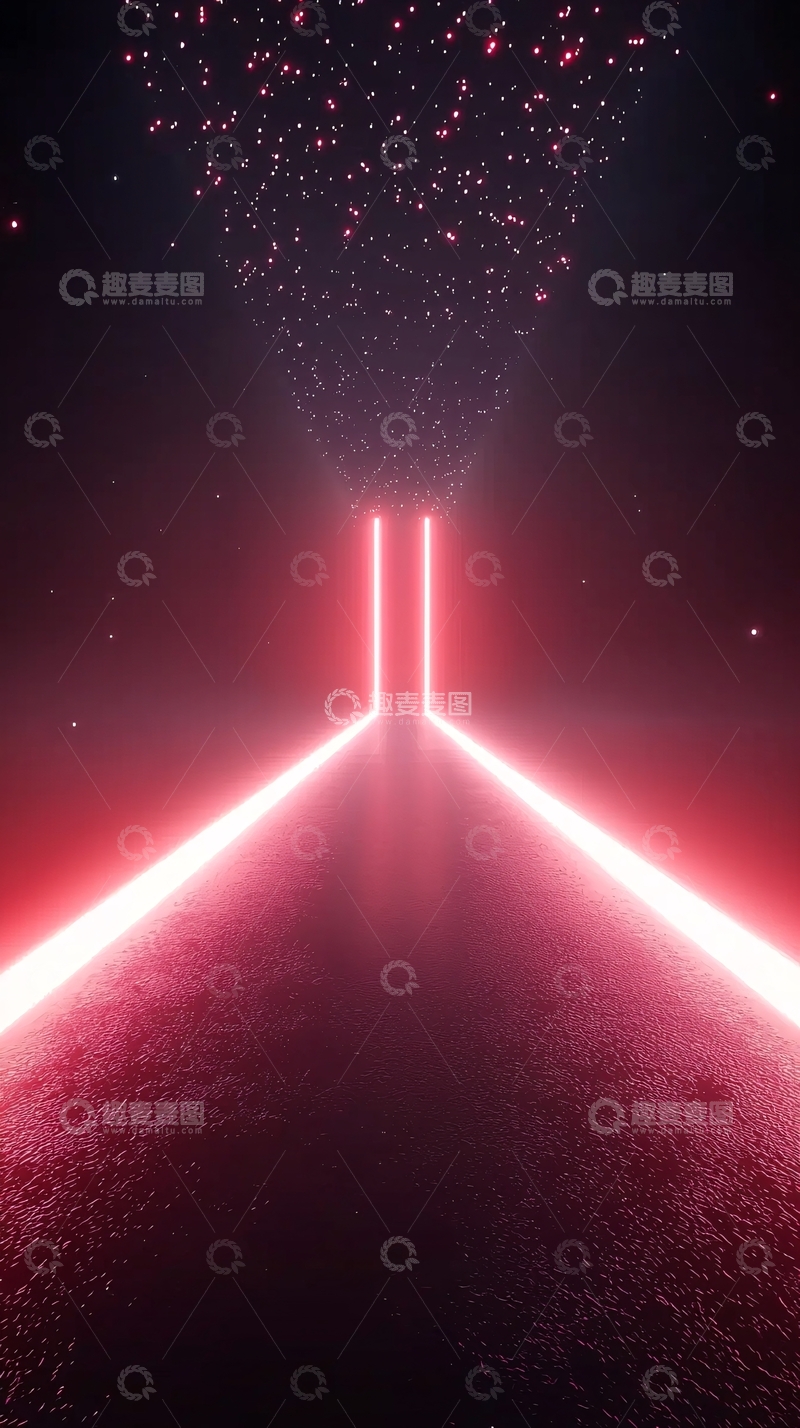 高清大图下载【趣麦麦图】红色霓虹灯通道