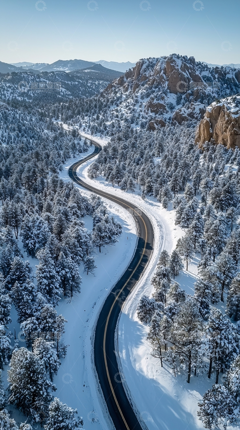 高清大图下载【趣麦麦图】雪山蜿蜒公路
