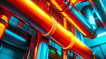 橙色和蓝色金属管道