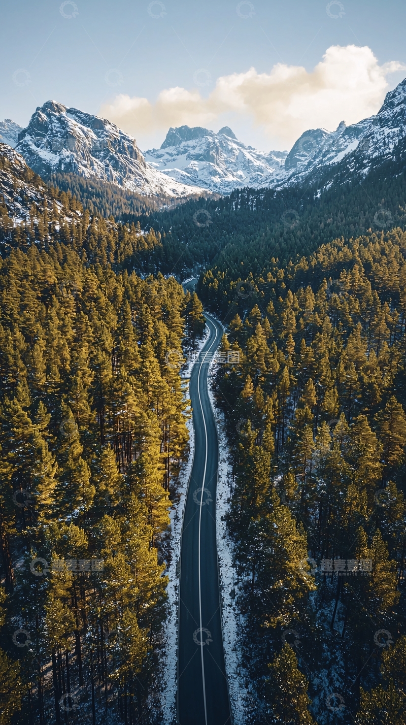 高清大图下载【趣麦麦图】雪山公路