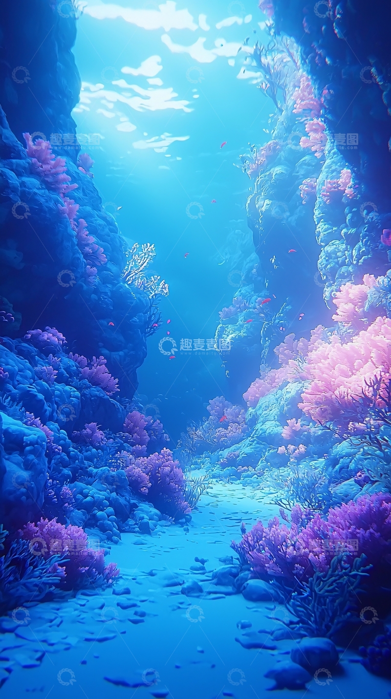 高清大图下载【趣麦麦图】梦幻海底珊瑚峡谷