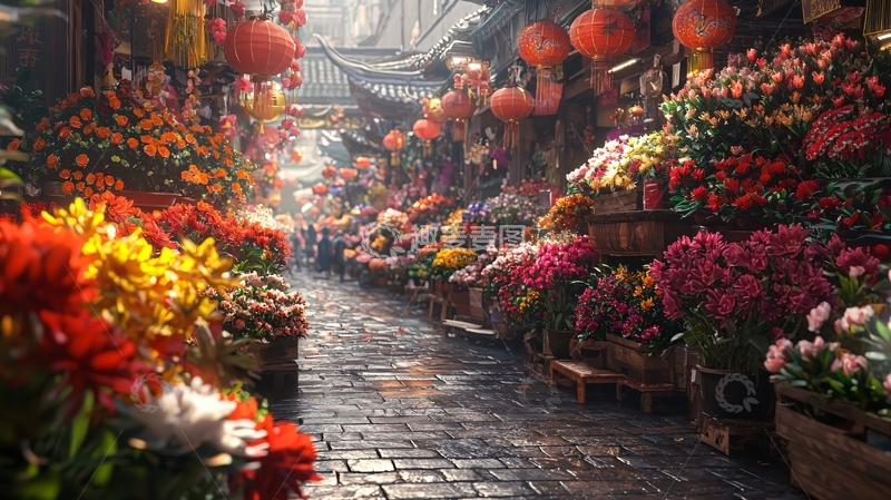 高清大图下载【趣麦麦图】古色古香的花市街道