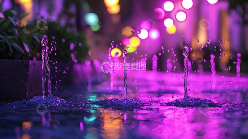 高清大图下载【趣麦麦图】夜景喷泉