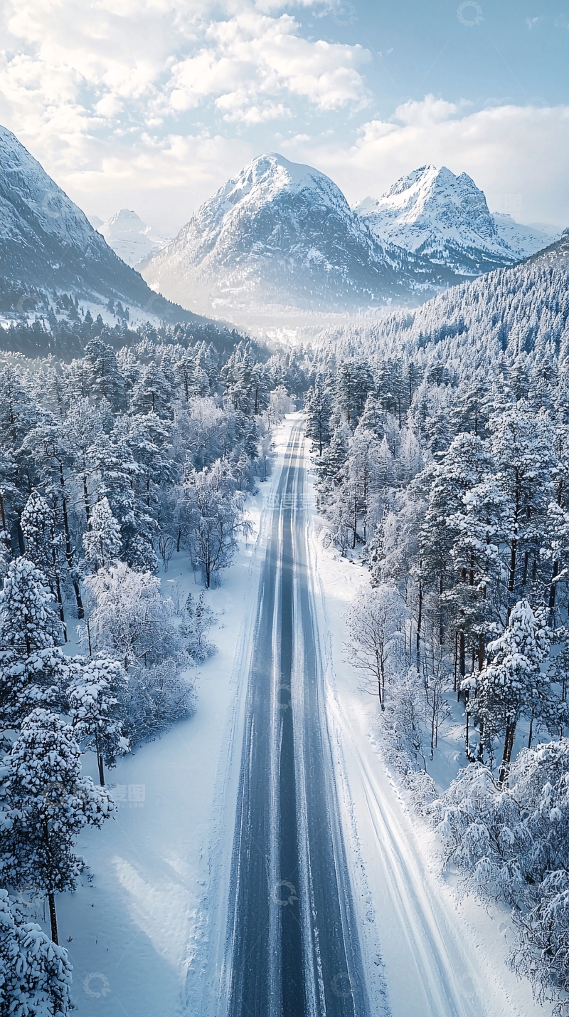 高清大图下载【趣麦麦图】雪山公路