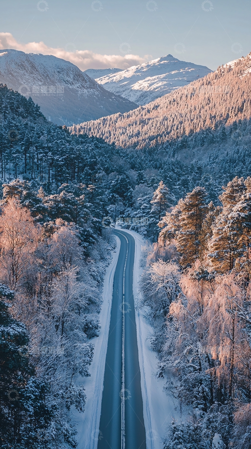高清大图下载【趣麦麦图】雪山公路