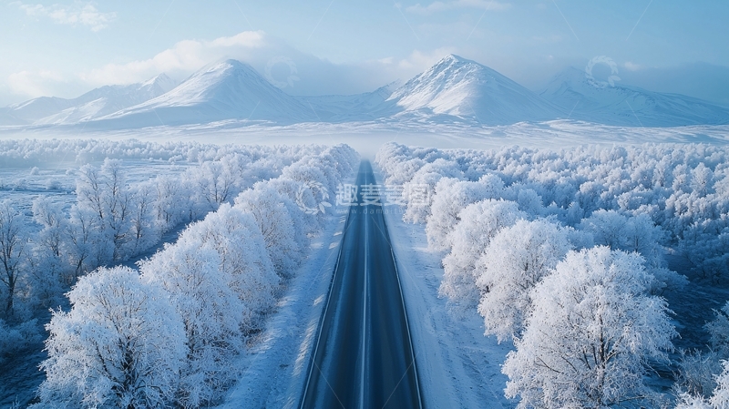 高清大图下载【趣麦麦图】雪景公路