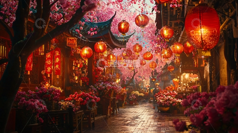 高清大图下载【趣麦麦图】梦幻樱花街景