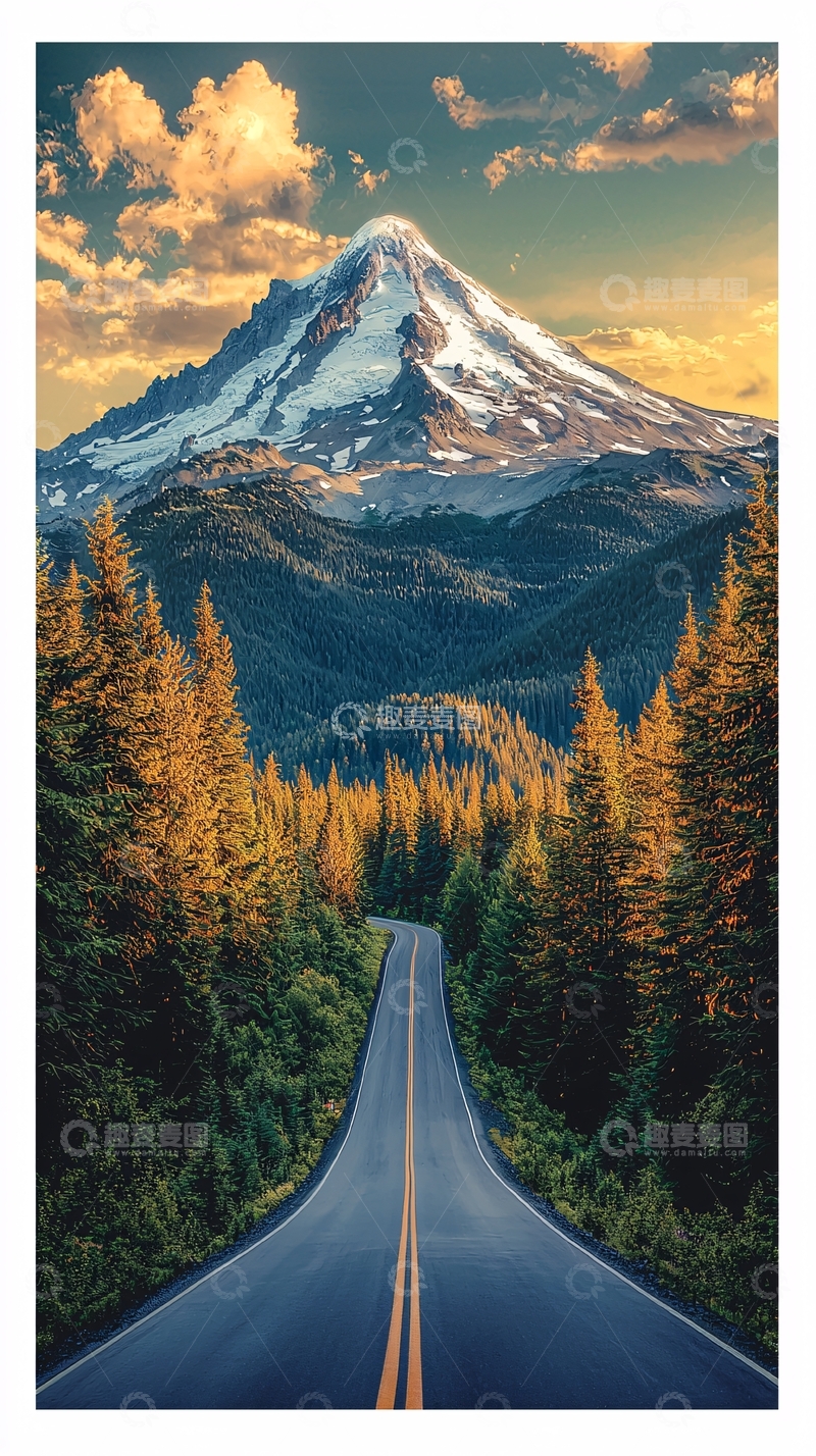 高清大图下载【趣麦麦图】通向雪山的道路风景