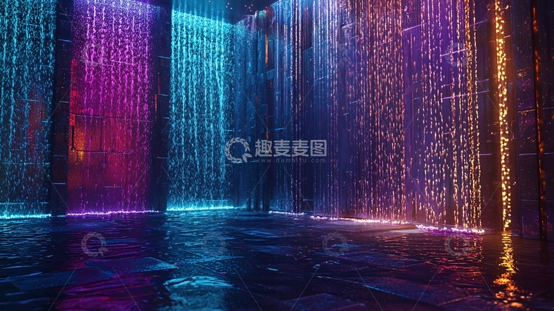 高清大图下载【趣麦麦图】梦幻光影瀑布